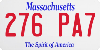 MA license plate 276PA7
