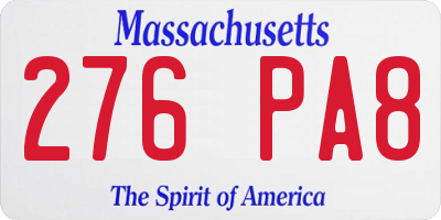 MA license plate 276PA8
