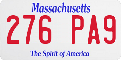 MA license plate 276PA9