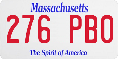 MA license plate 276PB0