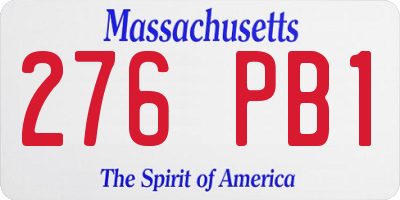 MA license plate 276PB1