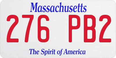 MA license plate 276PB2