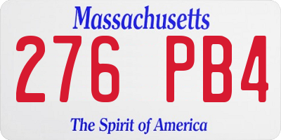 MA license plate 276PB4