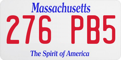MA license plate 276PB5