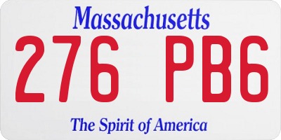 MA license plate 276PB6