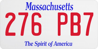 MA license plate 276PB7
