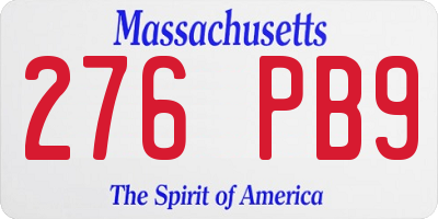 MA license plate 276PB9