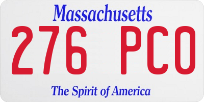 MA license plate 276PC0
