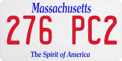 MA license plate 276PC2