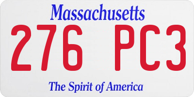 MA license plate 276PC3