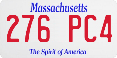 MA license plate 276PC4