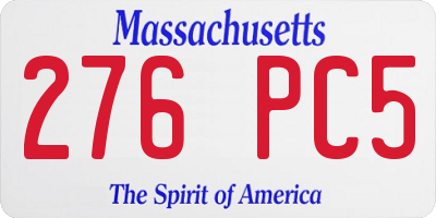 MA license plate 276PC5