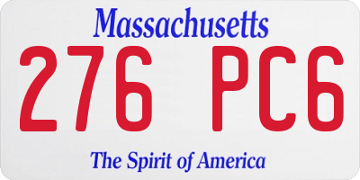 MA license plate 276PC6