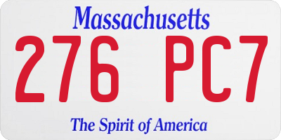 MA license plate 276PC7