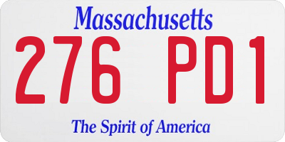 MA license plate 276PD1