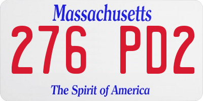 MA license plate 276PD2
