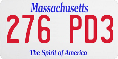 MA license plate 276PD3