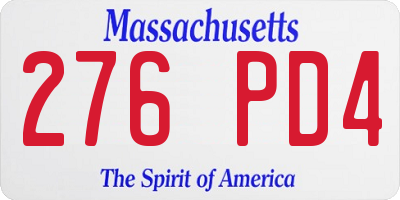 MA license plate 276PD4