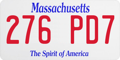 MA license plate 276PD7
