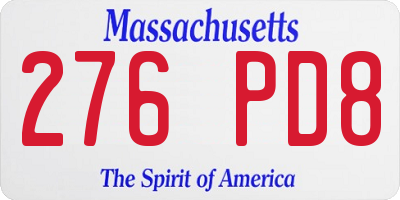 MA license plate 276PD8