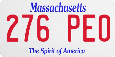 MA license plate 276PE0