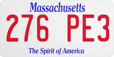 MA license plate 276PE3