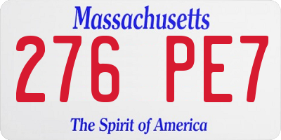 MA license plate 276PE7