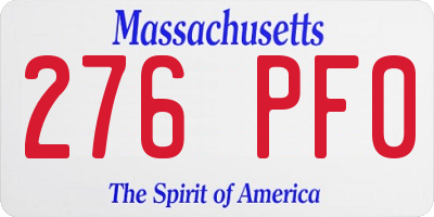MA license plate 276PF0
