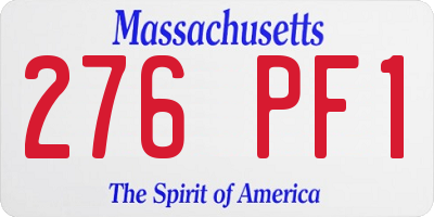 MA license plate 276PF1