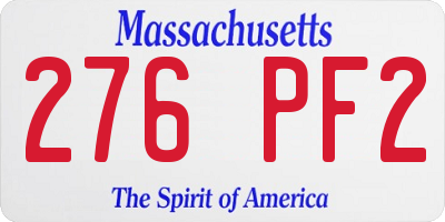 MA license plate 276PF2