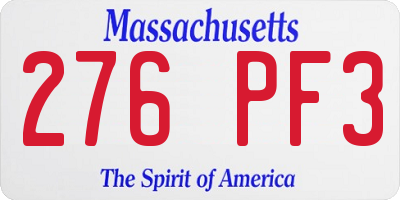 MA license plate 276PF3