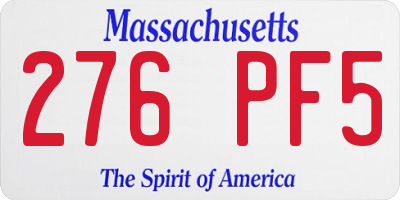 MA license plate 276PF5