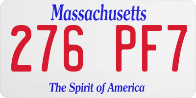 MA license plate 276PF7