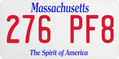 MA license plate 276PF8