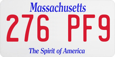 MA license plate 276PF9