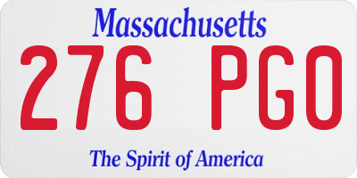 MA license plate 276PG0