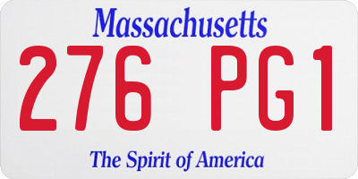 MA license plate 276PG1