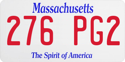 MA license plate 276PG2
