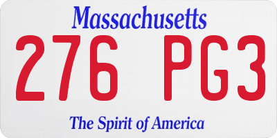 MA license plate 276PG3