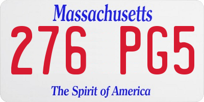 MA license plate 276PG5