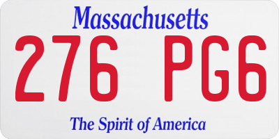 MA license plate 276PG6