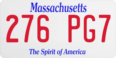 MA license plate 276PG7