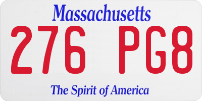 MA license plate 276PG8