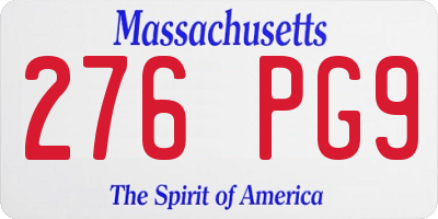 MA license plate 276PG9