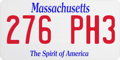 MA license plate 276PH3