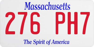 MA license plate 276PH7