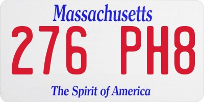 MA license plate 276PH8