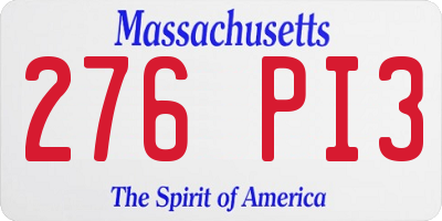 MA license plate 276PI3