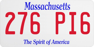 MA license plate 276PI6