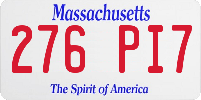 MA license plate 276PI7